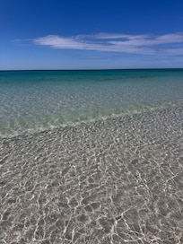 The beautiful private beach