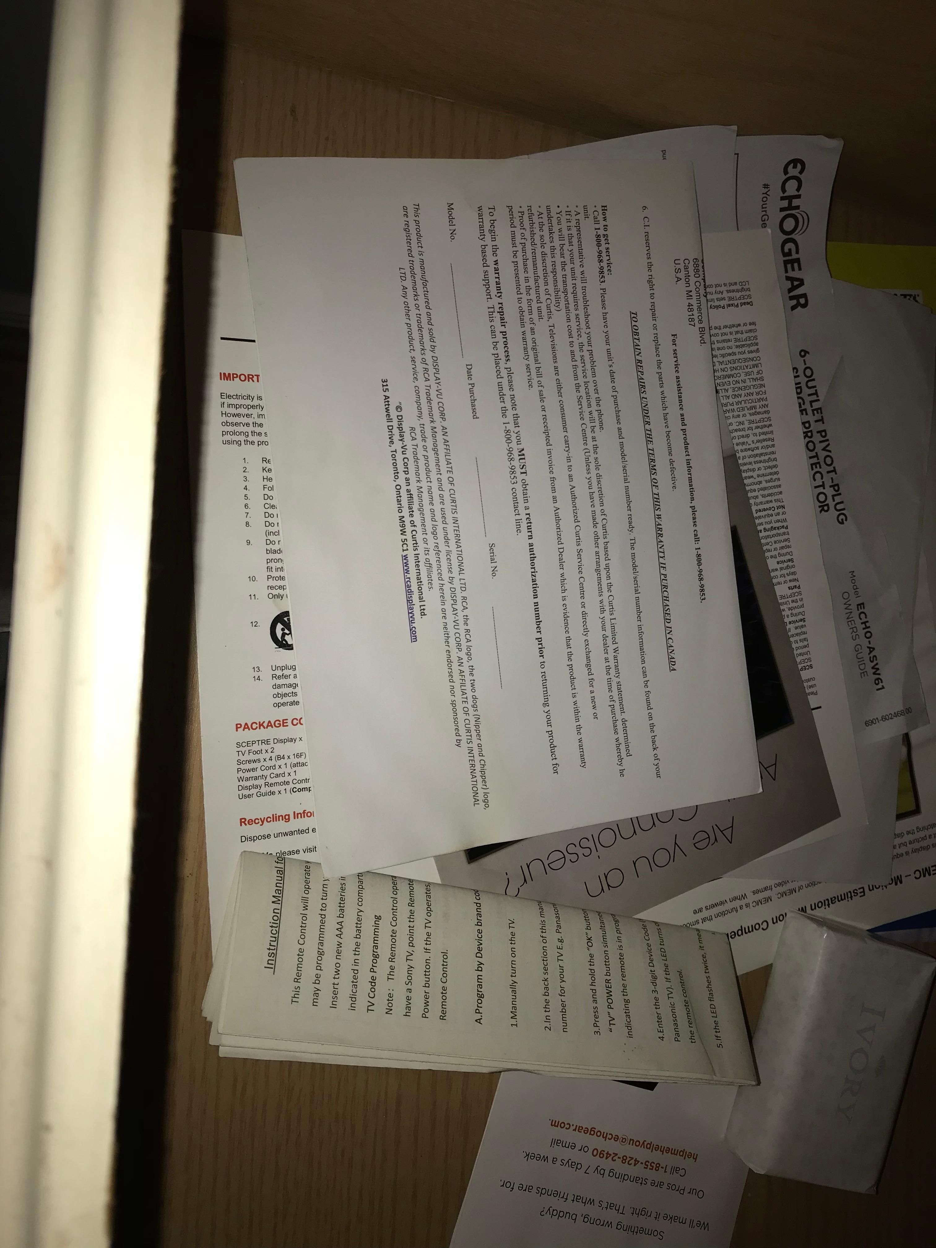 Trash/junk in dresser draw