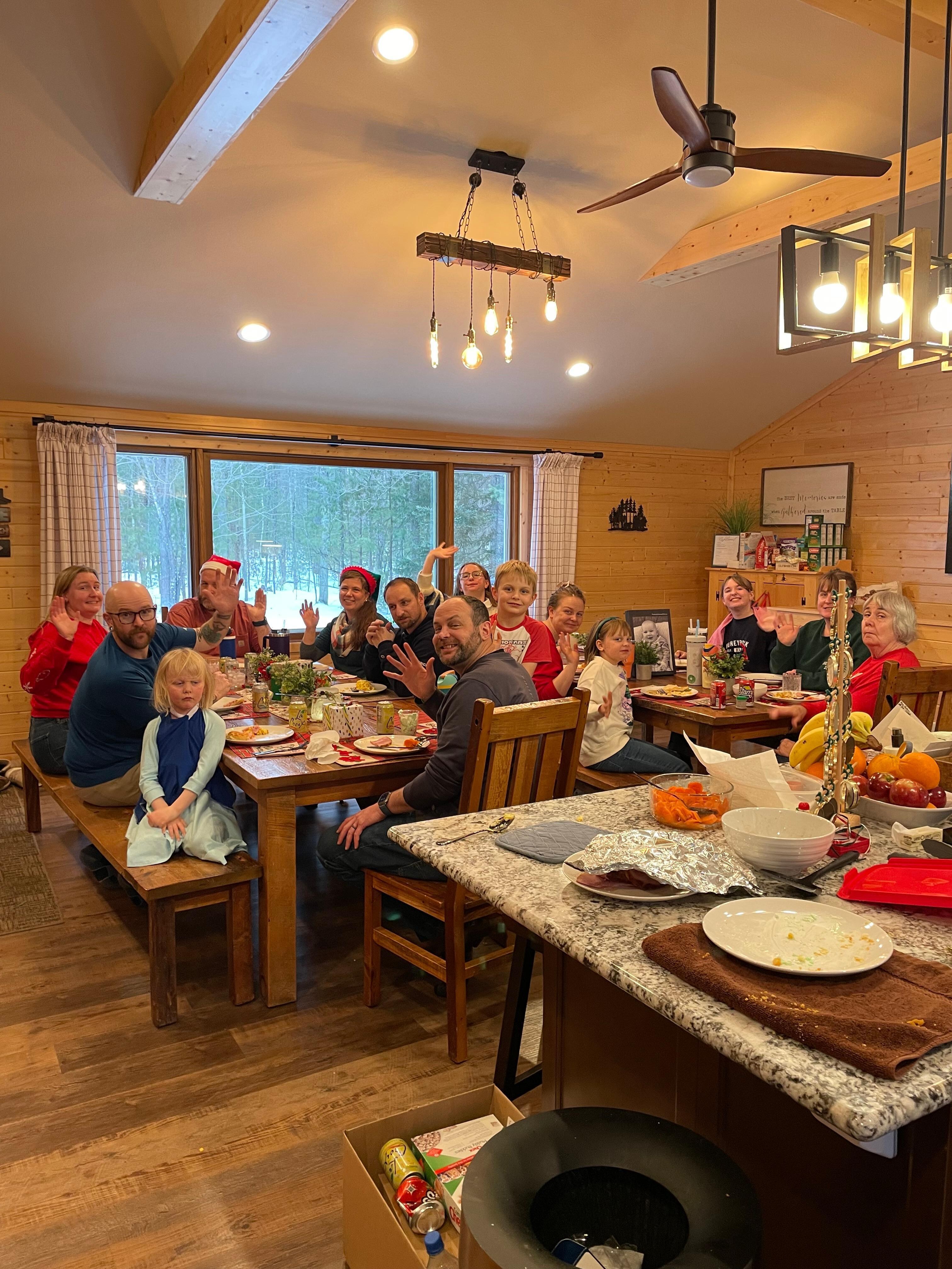 Everyone eating at the same time