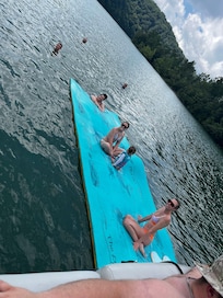 We spent hours at the dock both at the shaded table and chairs and the lounge chairs and on the giant lily pad! Some of us even did a little fishing!