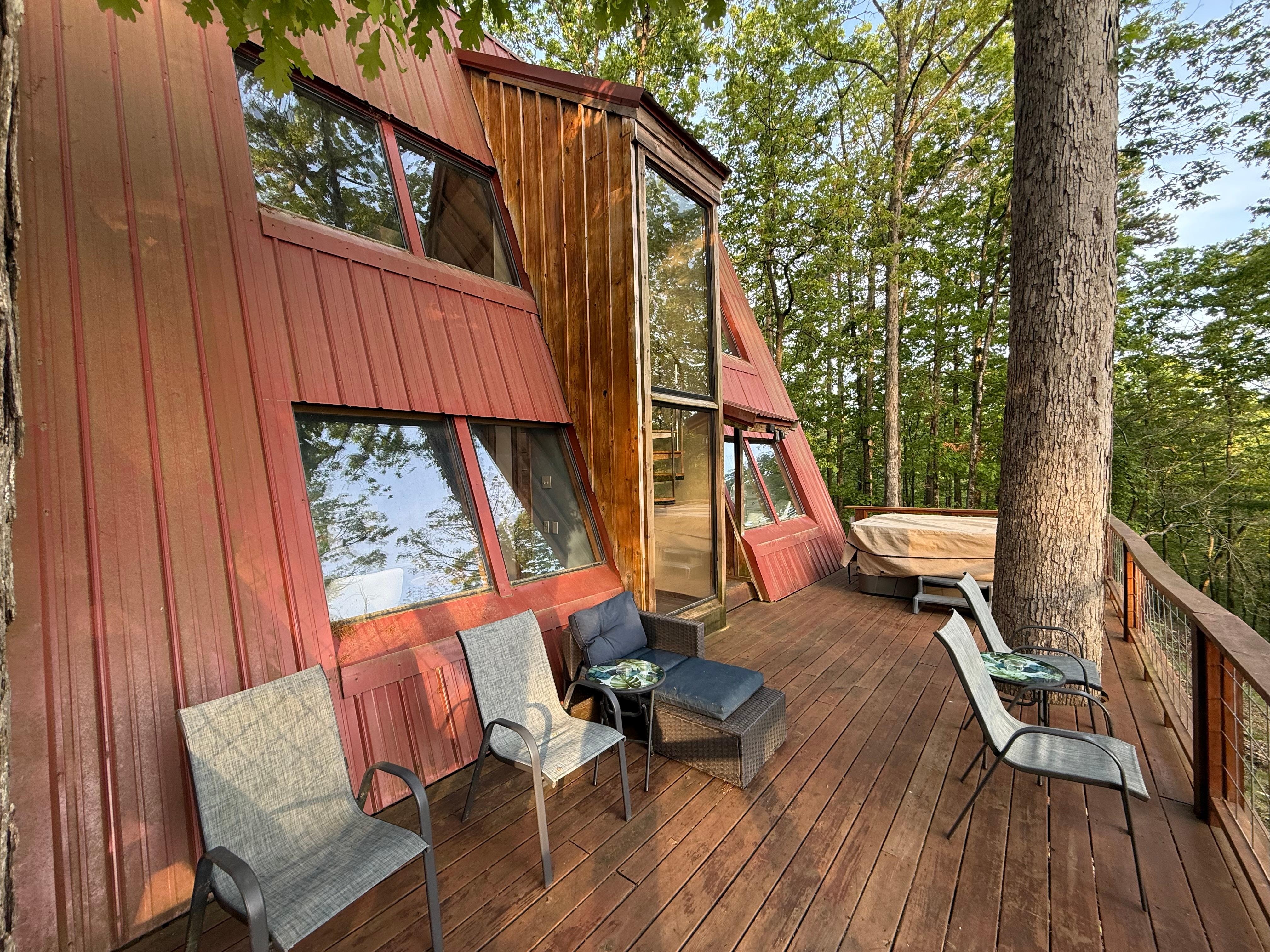 Back deck with hot tub