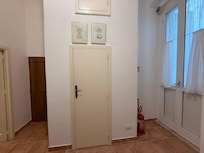 Small awkward bathroom off the kitchen