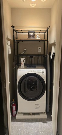 The washing machine, just google the panel in English with model of machine, or read the card directions in the room. Also enjoy provided laundry soap if your in the deluxe studio.