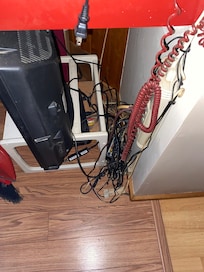 Had to dig through wires to plug in tv that didn’t work