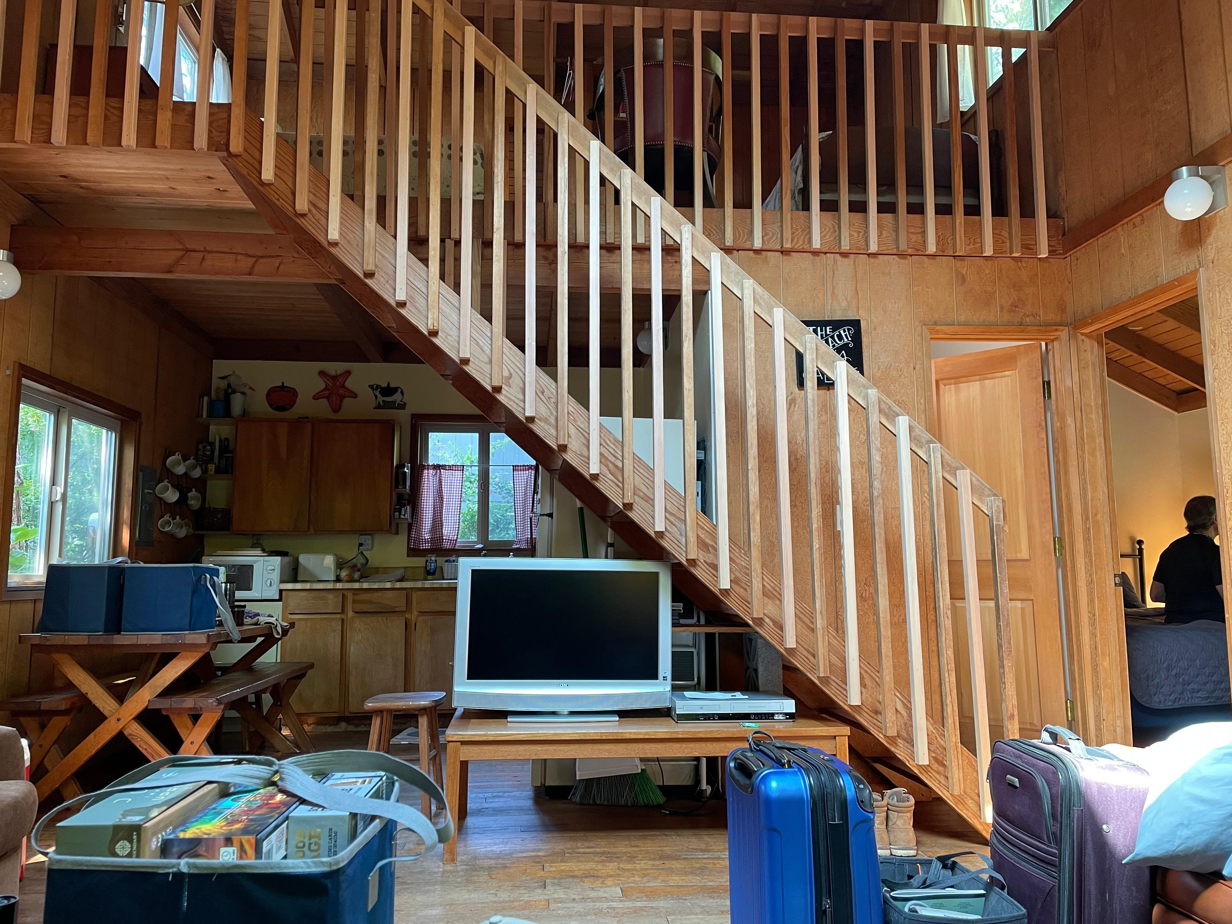 From the couch looking toward the kitchen & loft. Bedroom is to the right.