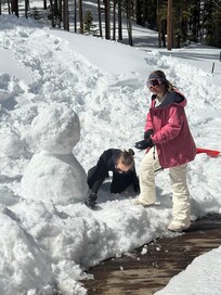 Fun in the snow on the deck