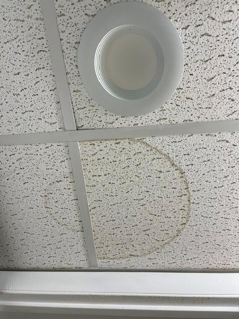 Stained bathroom ceiling