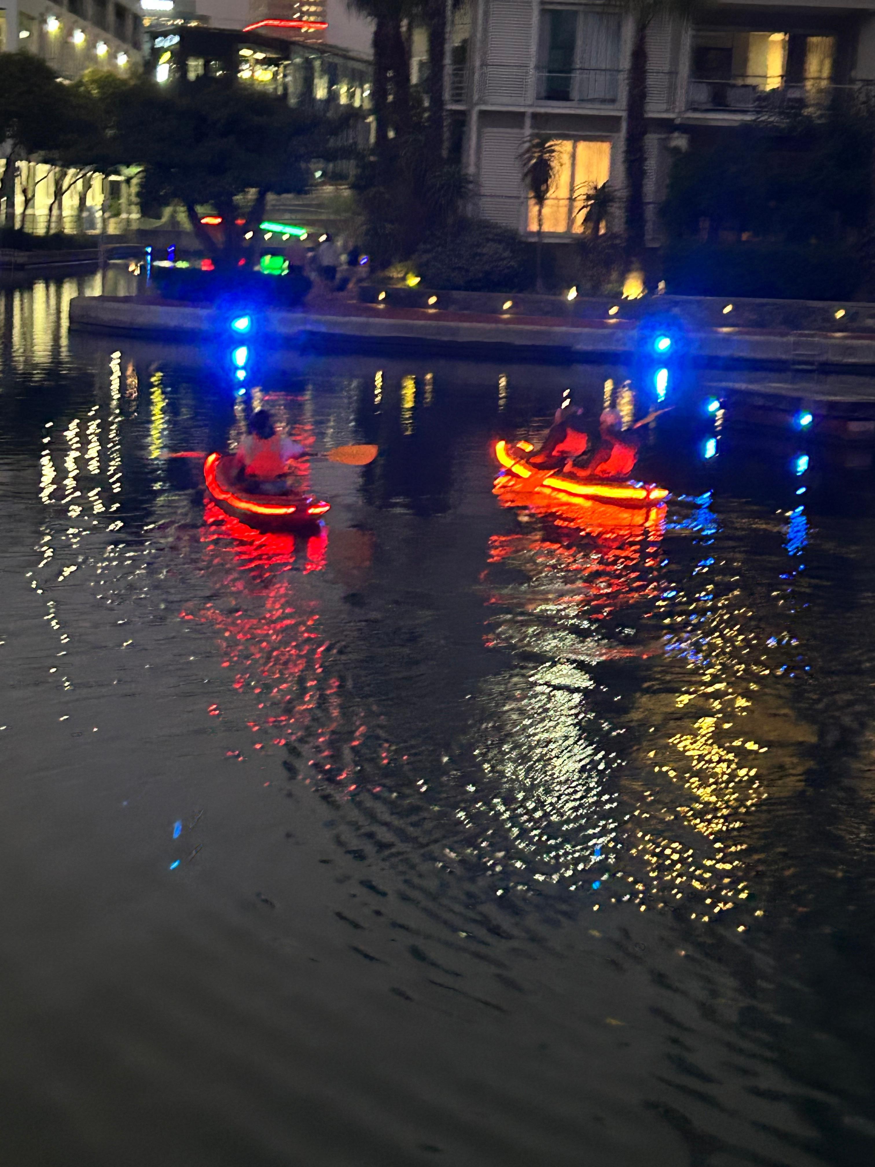 Moonlight kayaking on the canal.
