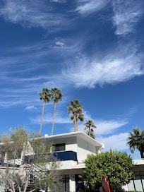 Looking up above the hotel.