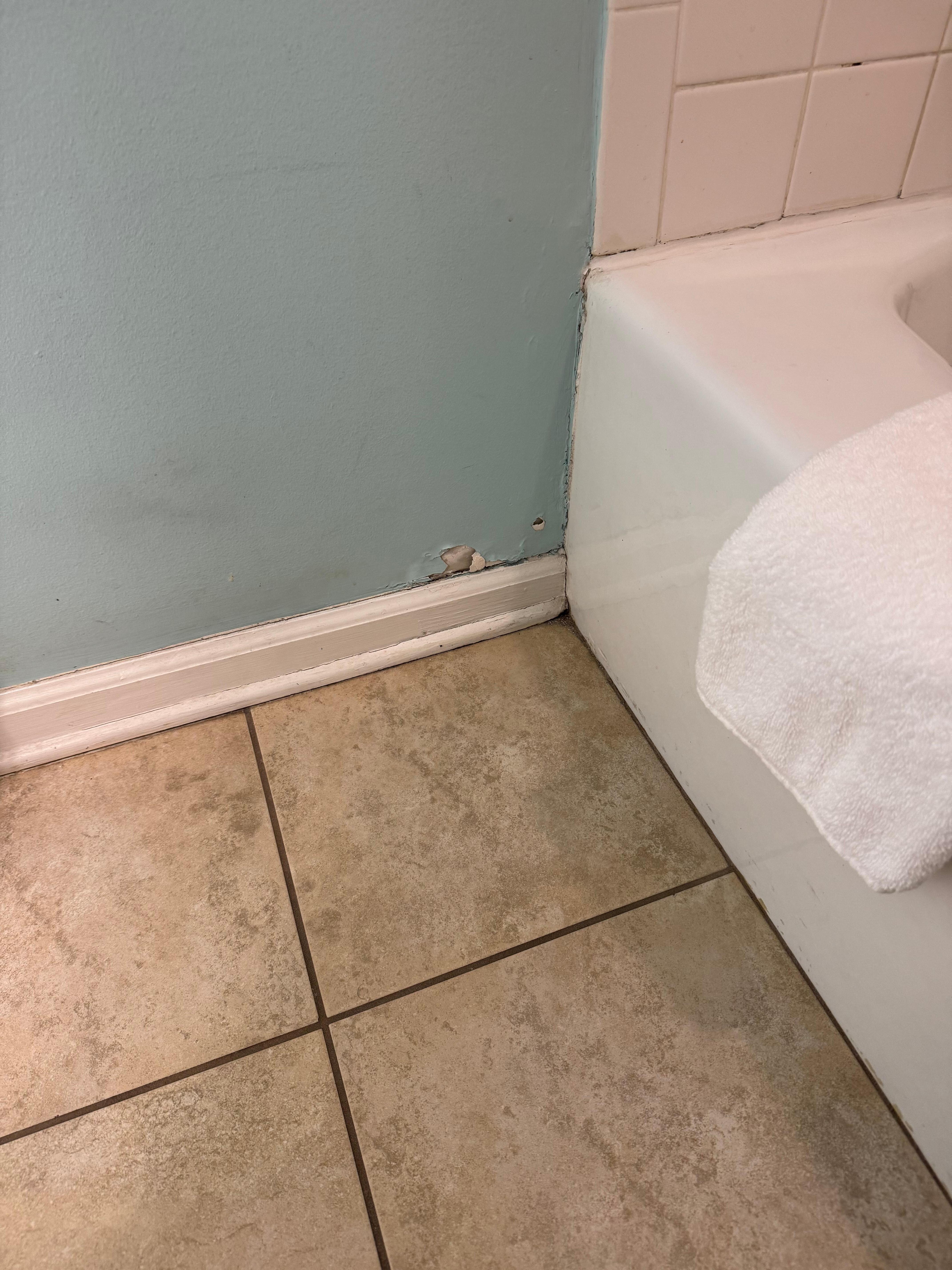 This is the condition of the wall at tub in master bedroom. 
