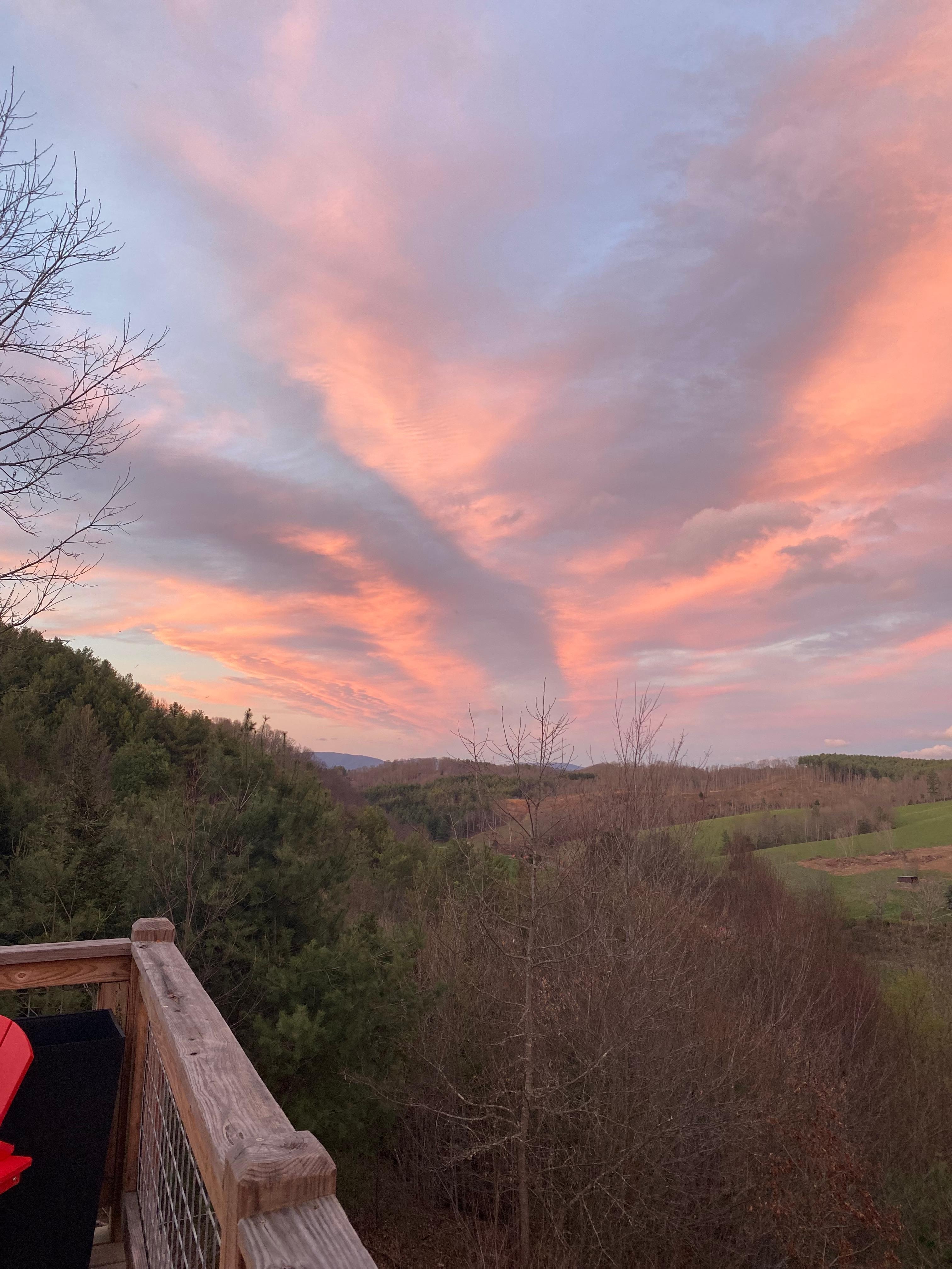 Sunset sky bursts on the first night of our stay. 
