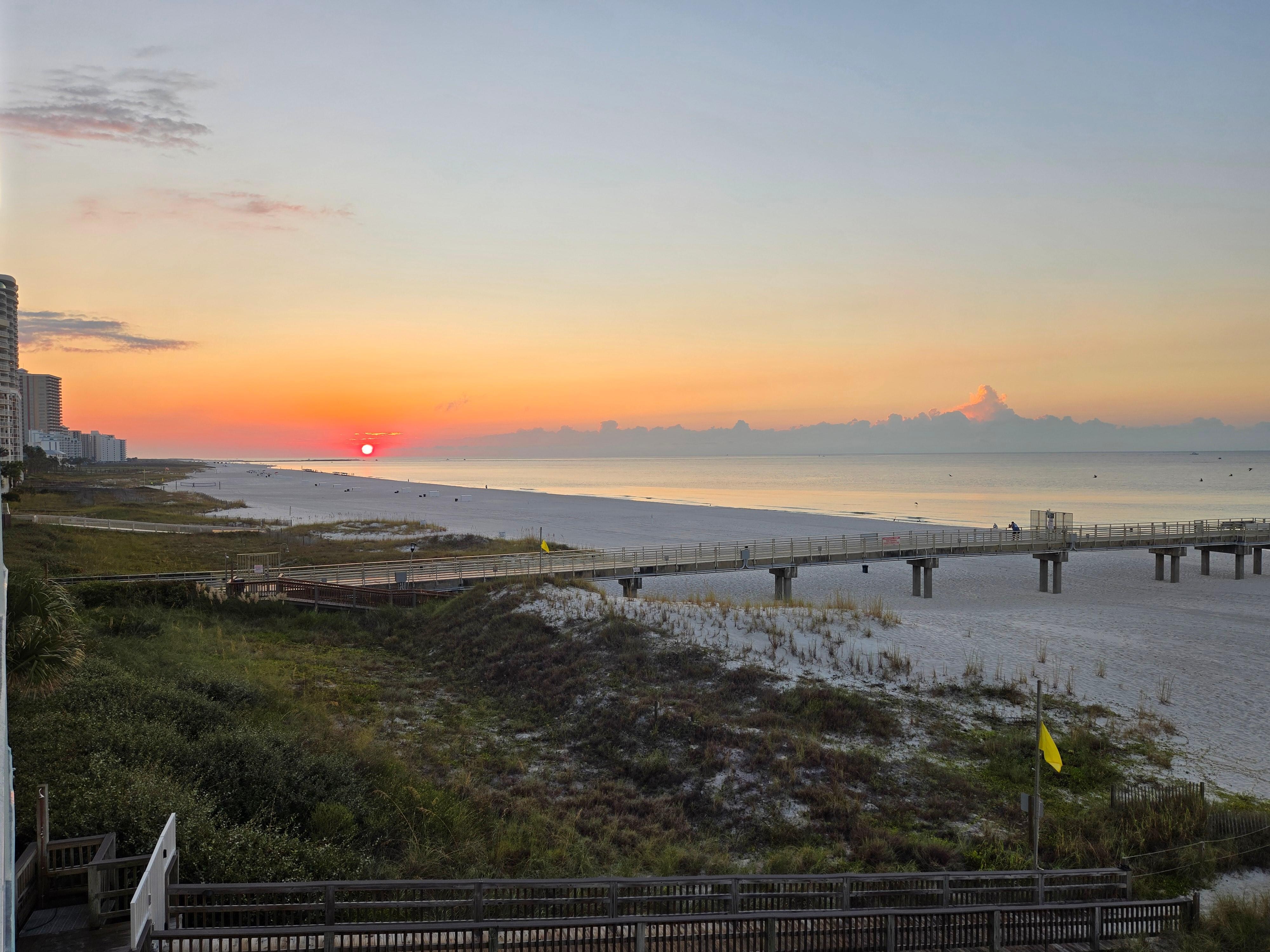 Looking left from balcony at sunrise