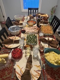 Plenty of space to cook and serve a Thanksgiving meal! I brought table decor to make it special for my family, but most other serving wear and utensils were there...stocked kitchen!