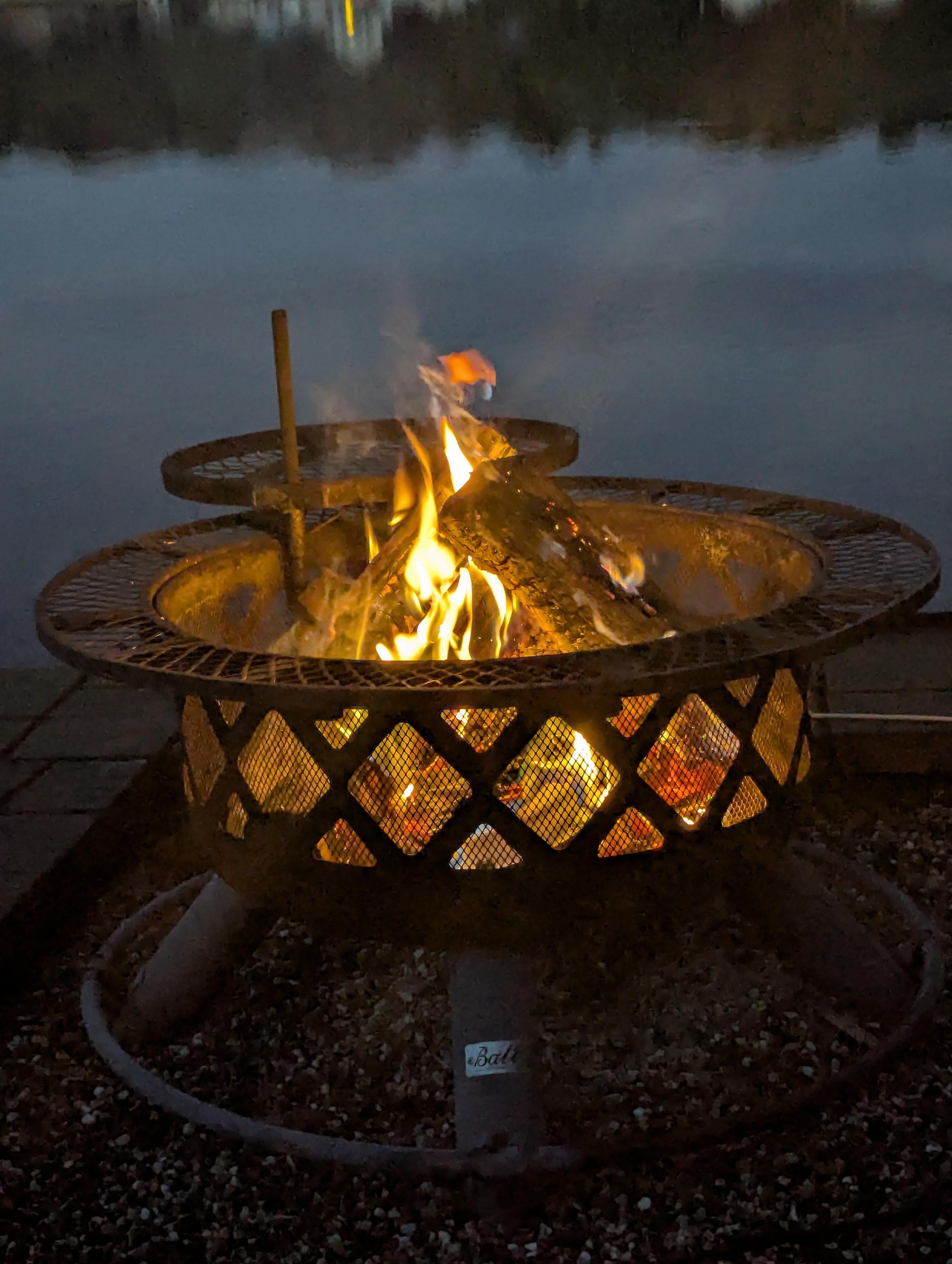Beautiful campfire at night.