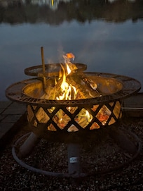 Beautiful campfire at night.