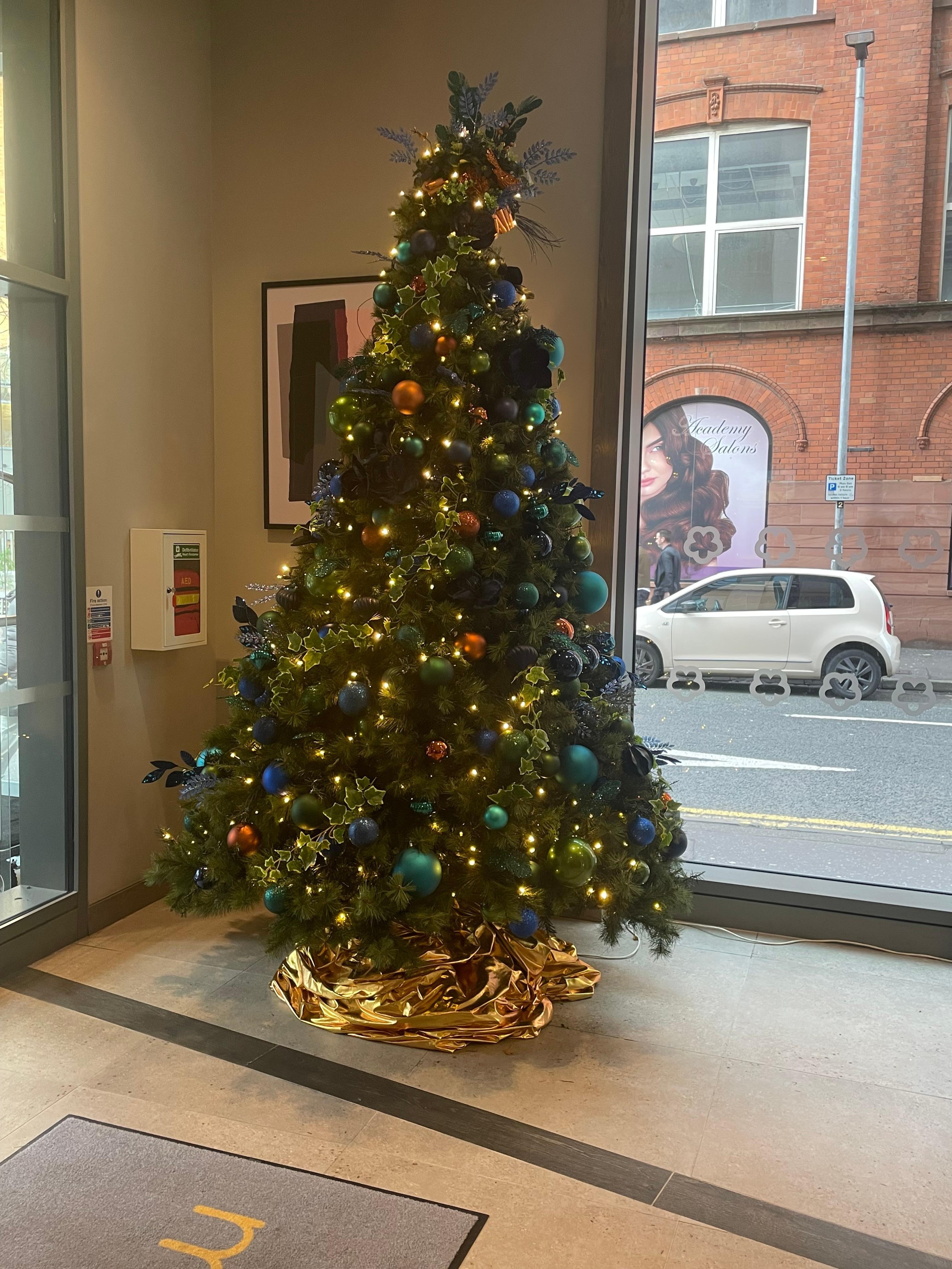 Christmas decorations went up on the Friday, beautiful tree. 