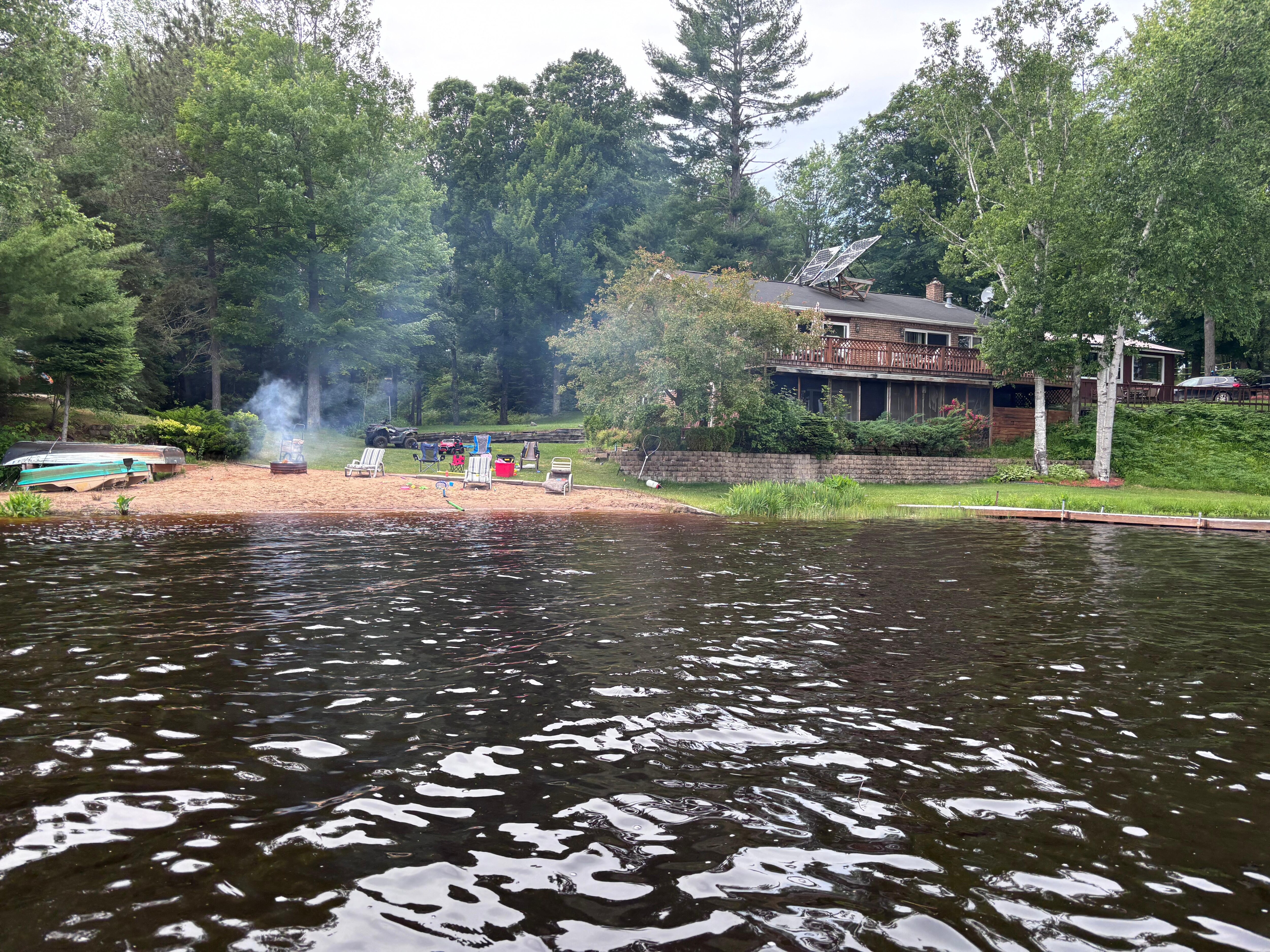 Firepit, beach and house.