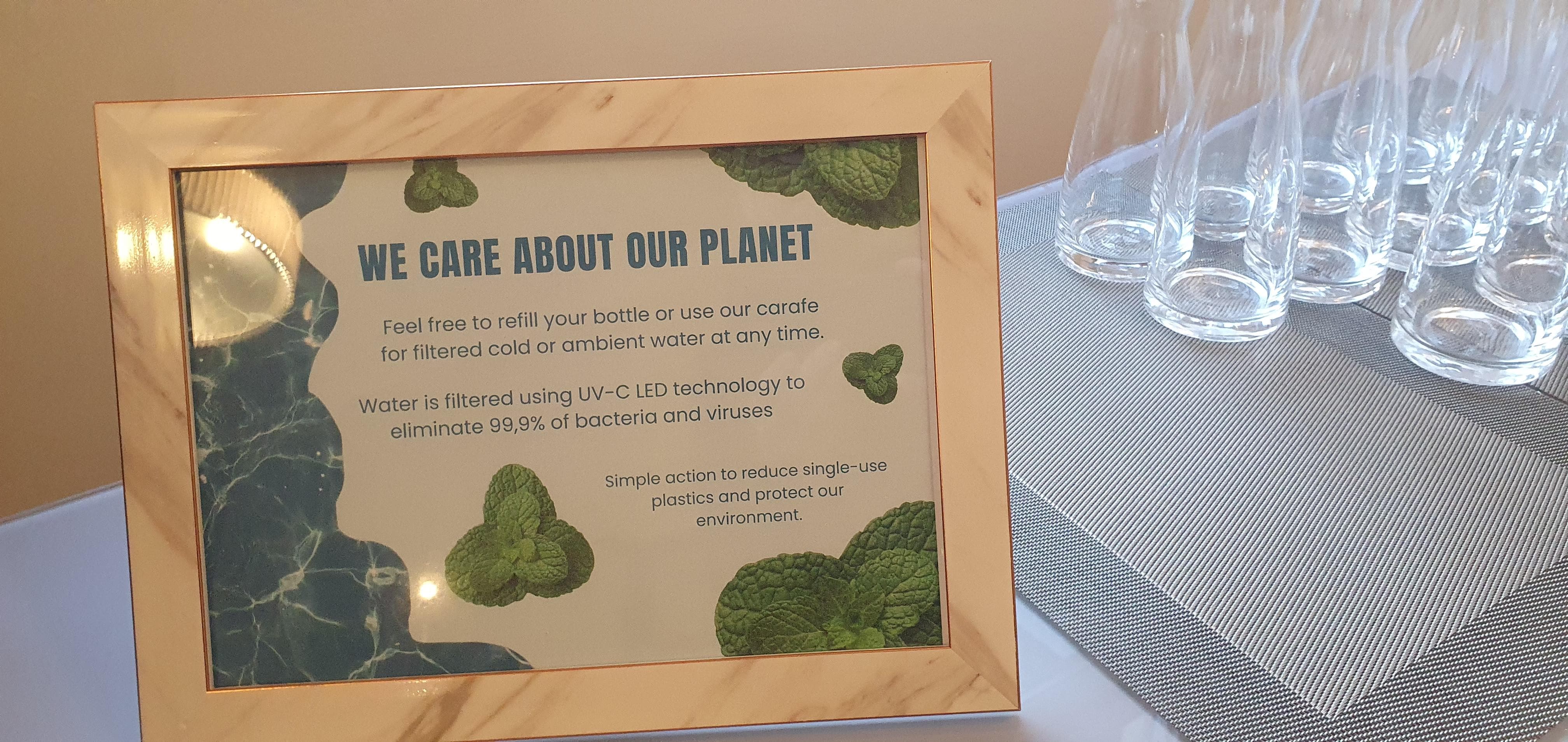 Very eco-conscious policies including filtered cold water 