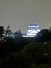 部屋から見える岡崎城のライトアップ