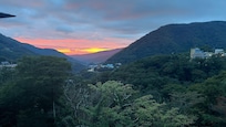 Sunrise view from patio while in onsen