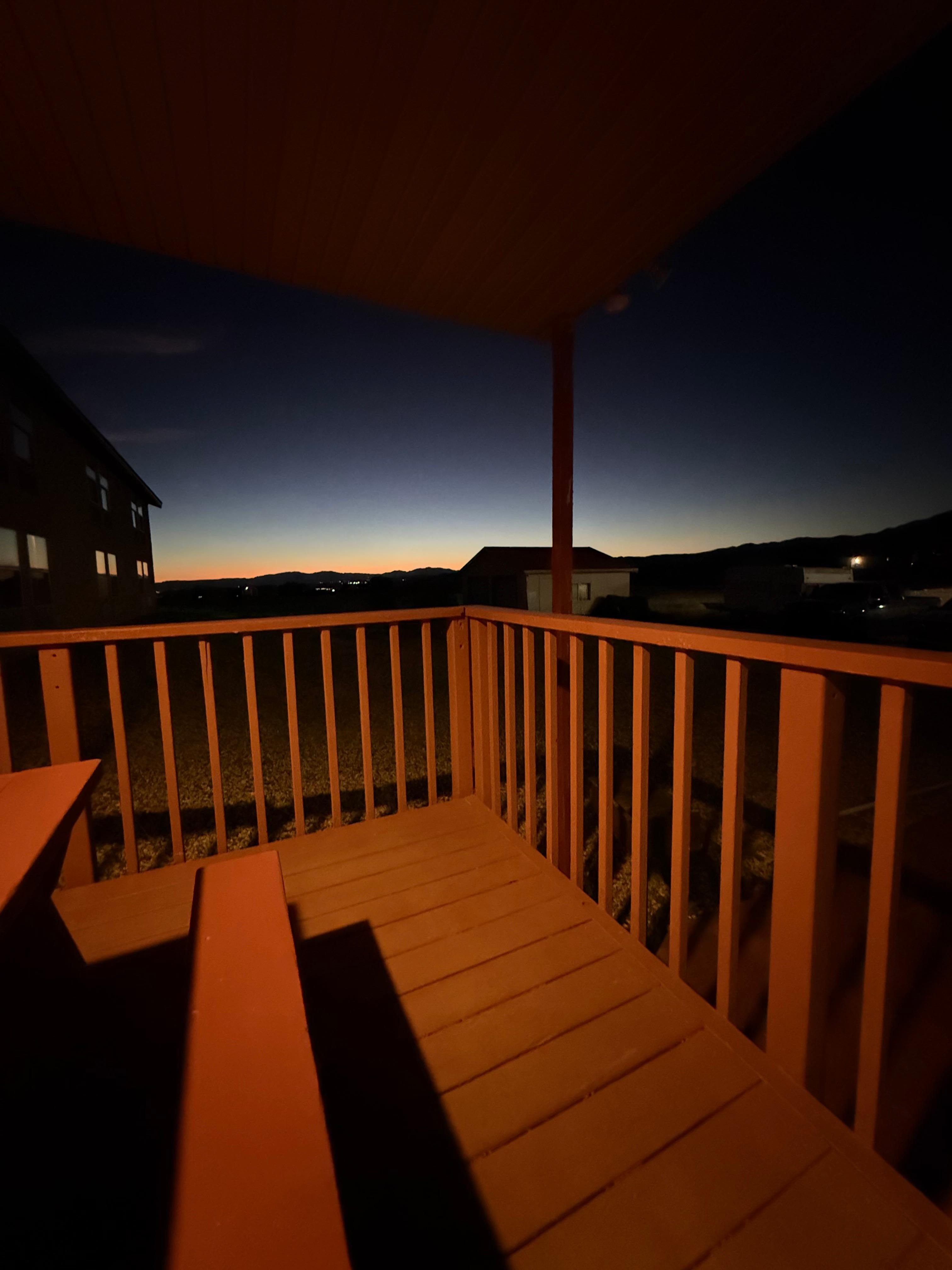 Site has a peaceful back patio to watch sunsets. 