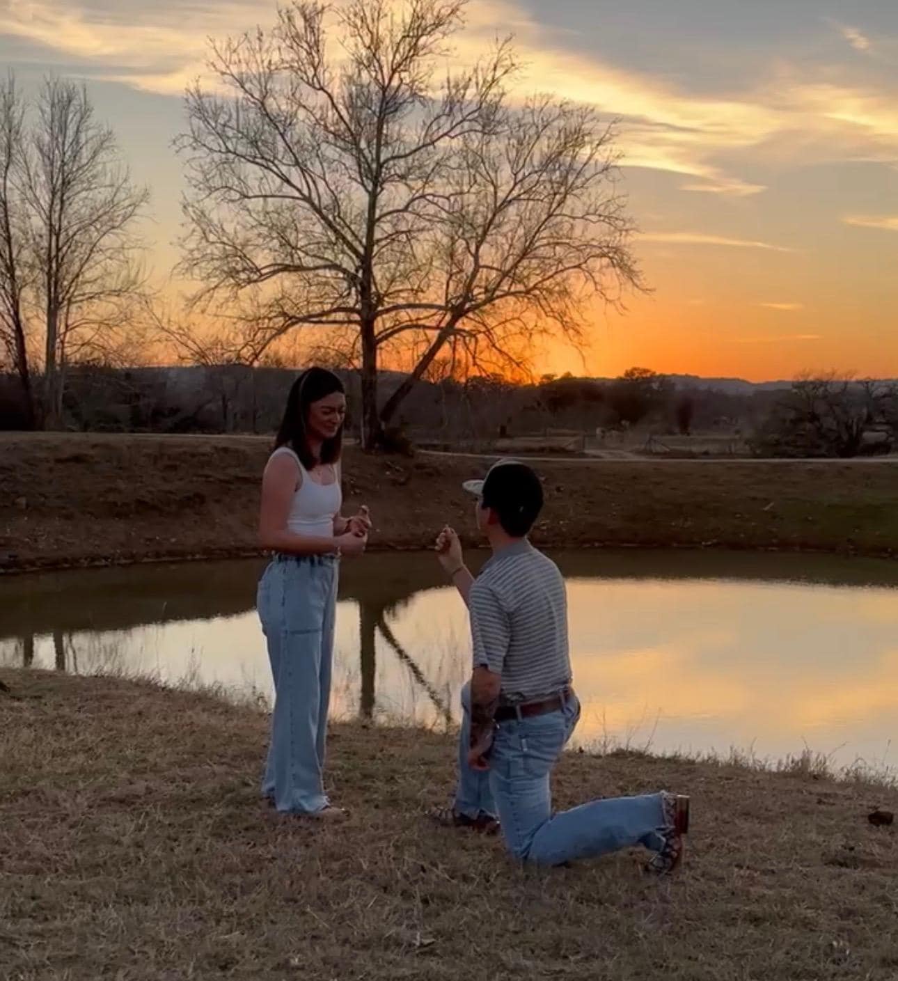 My son got engaged next to the pond with that beautiful sunset!❤️