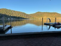 Morning light on the hills across the lake.