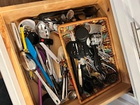 One of several kitchen drawers