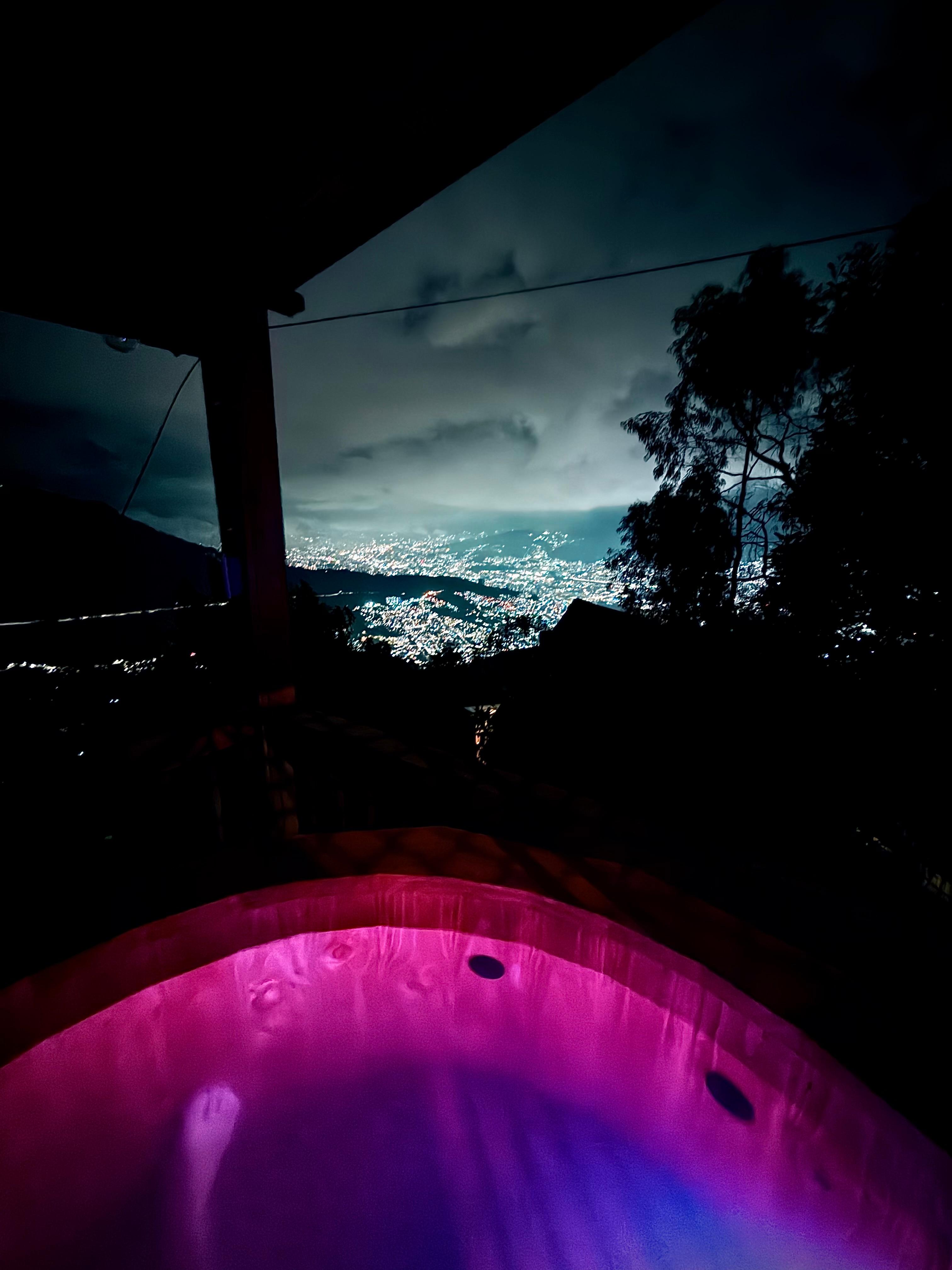 View from the hot tub on the porch