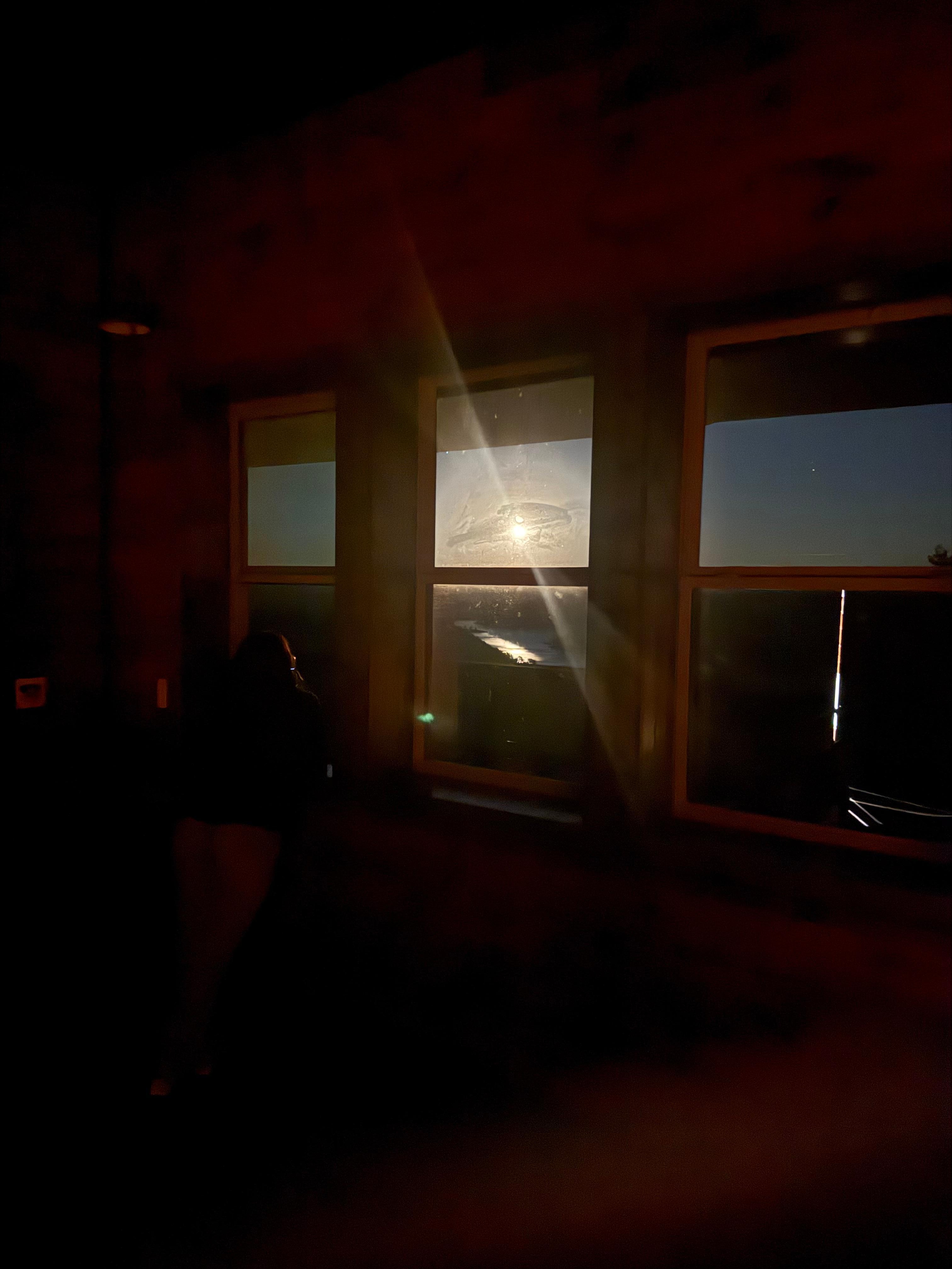 The bright moon looking out the top floor master bedroom 