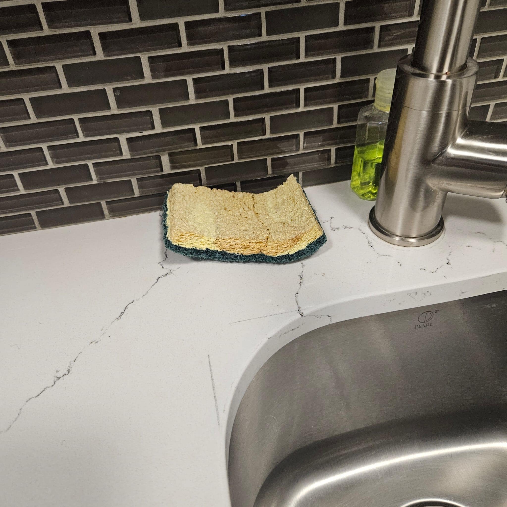 Dirty, crusty sponge included.  Apparently left behind for us to "clean" the counter! Words fo the front desk employee. 