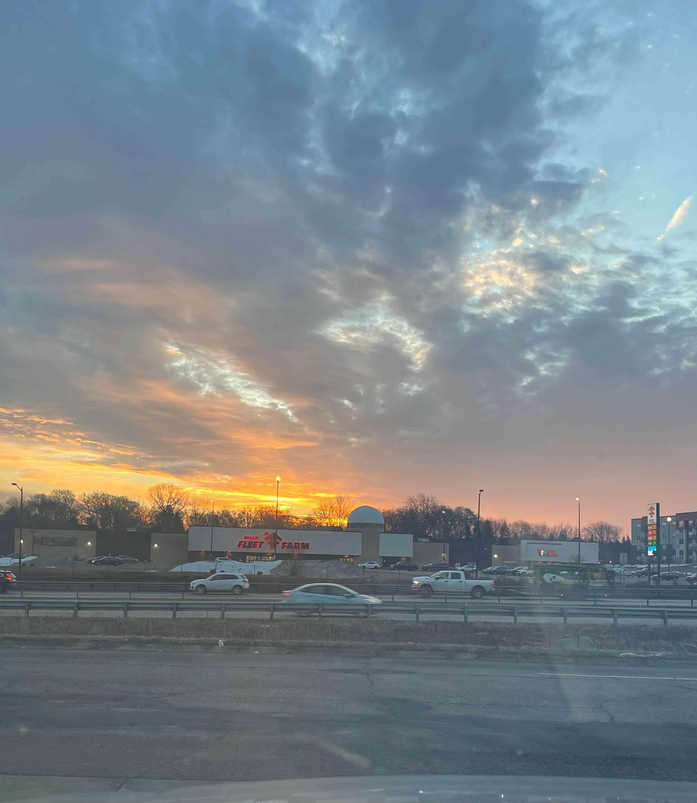 Beautiful sunrise from the parking lot! 
