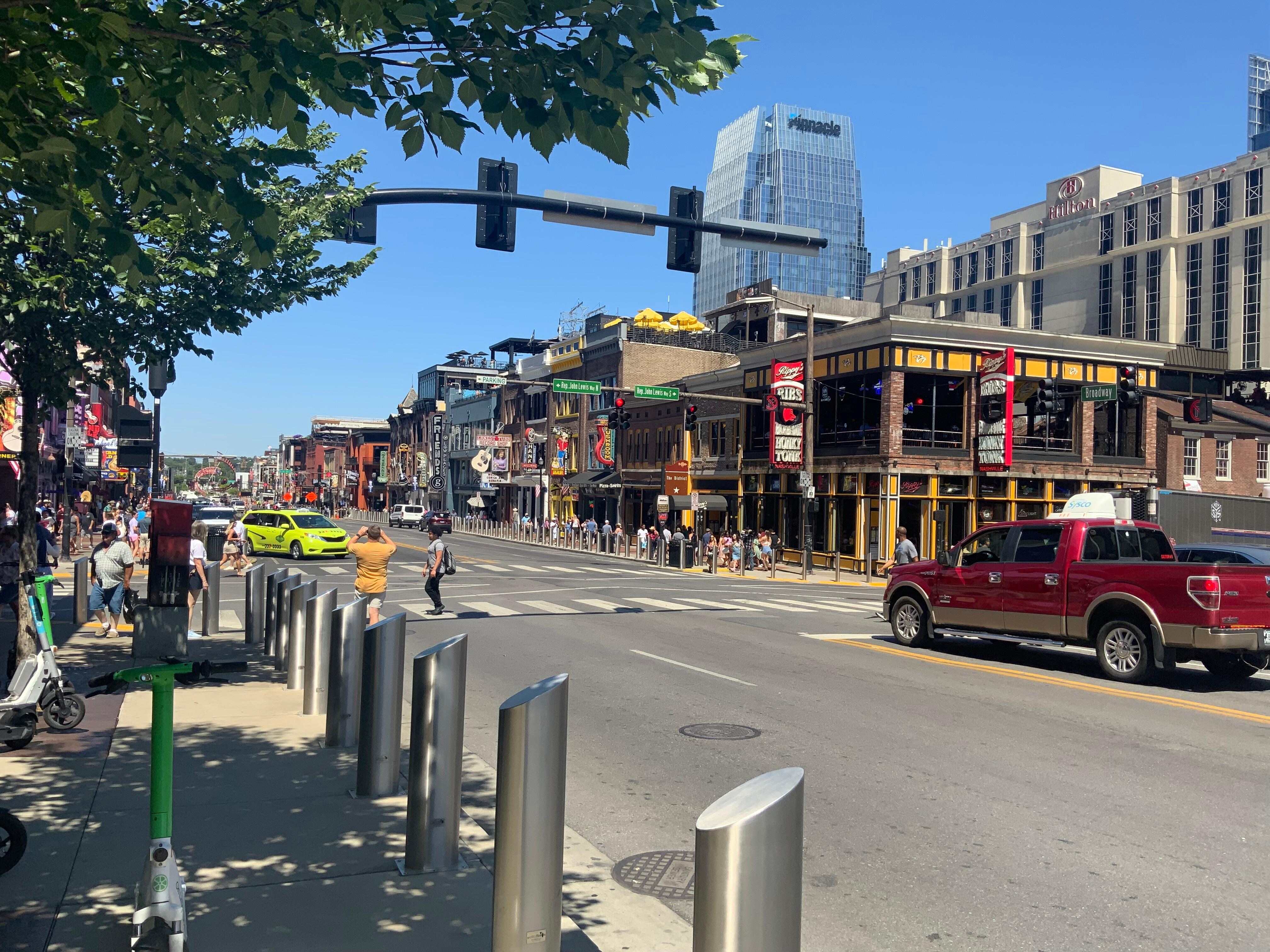 Broadway is only steps away from the hotel. Great eating options and a true taste of Tennessee whiskey