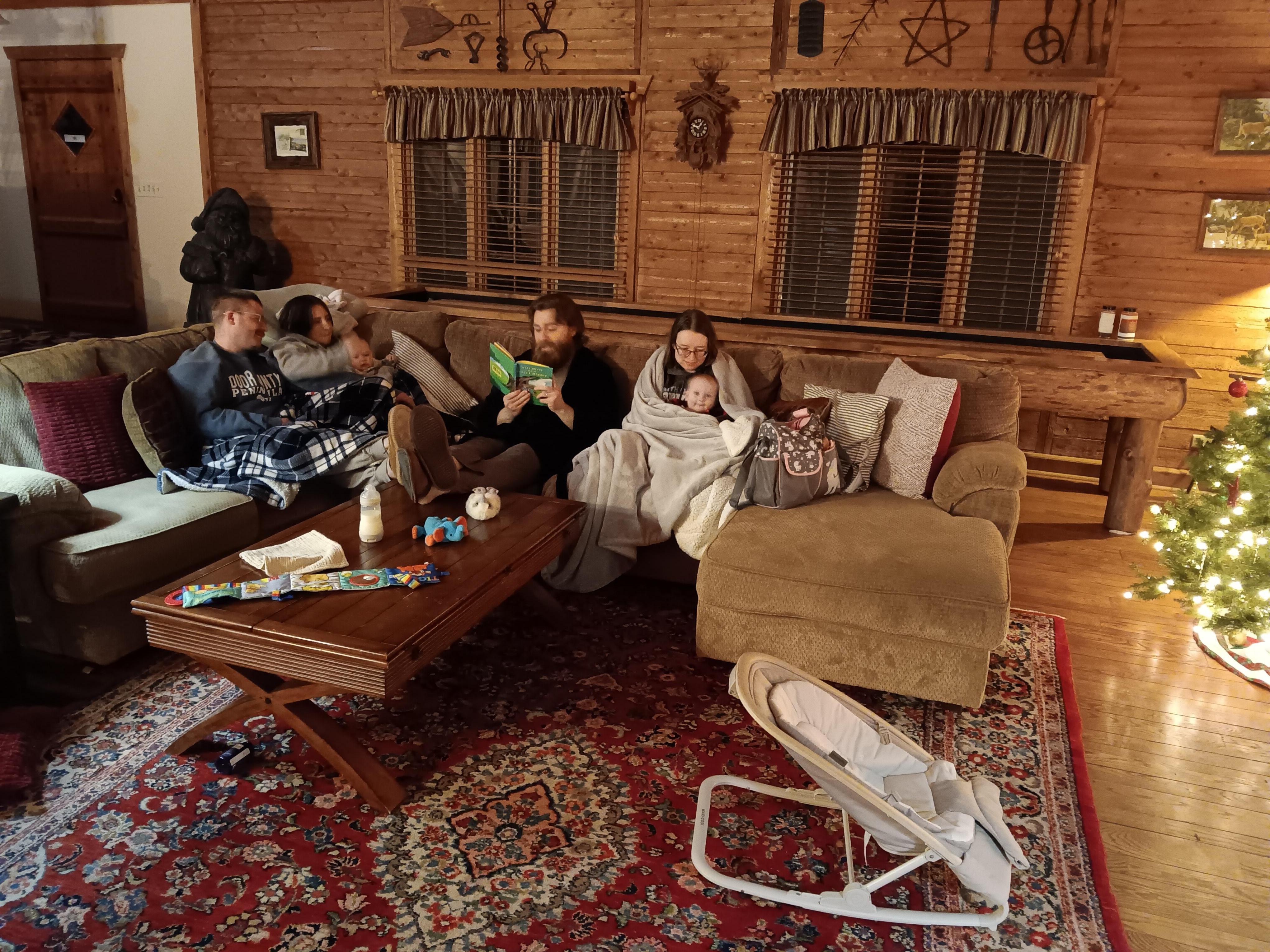 Family book reading. 