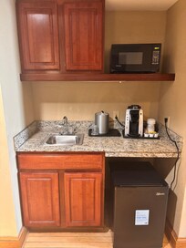 “Kitchen” area had keurig, but no creamer or sugar