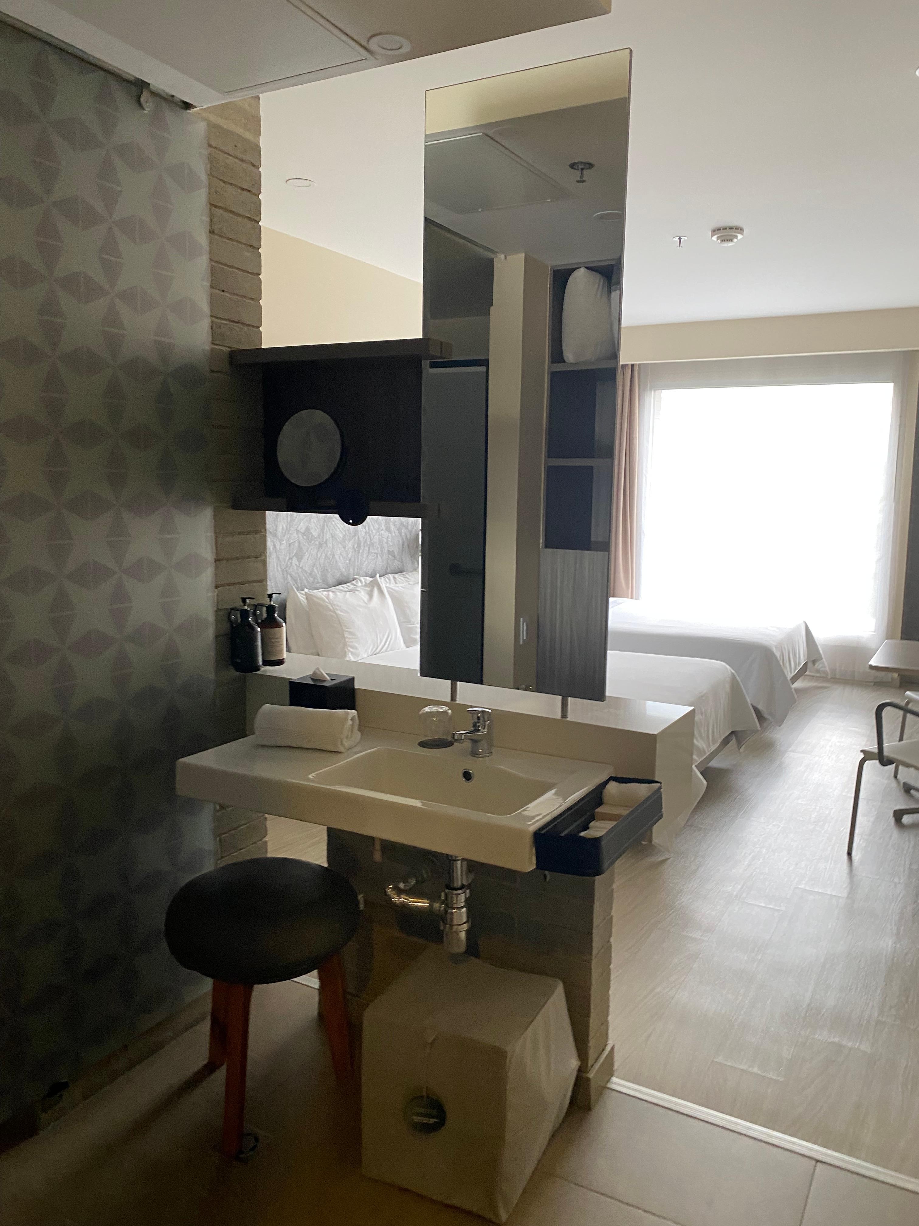 Bathroom sink right at doorway