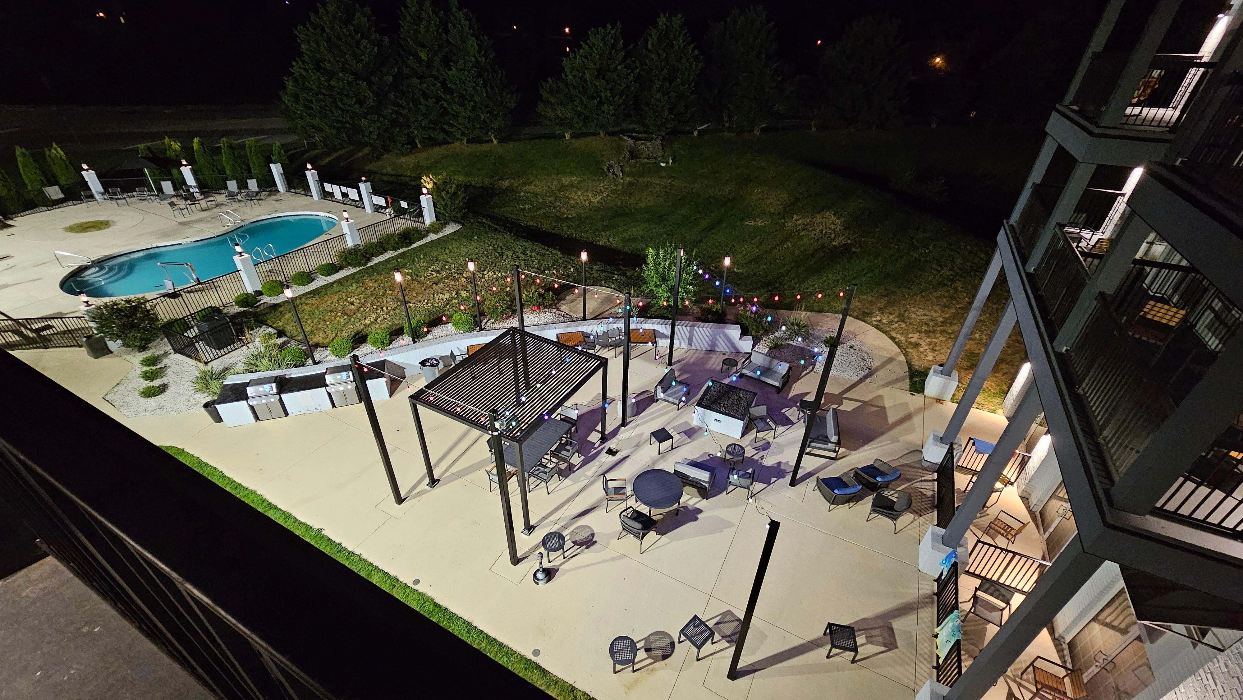 View from balcony of pool