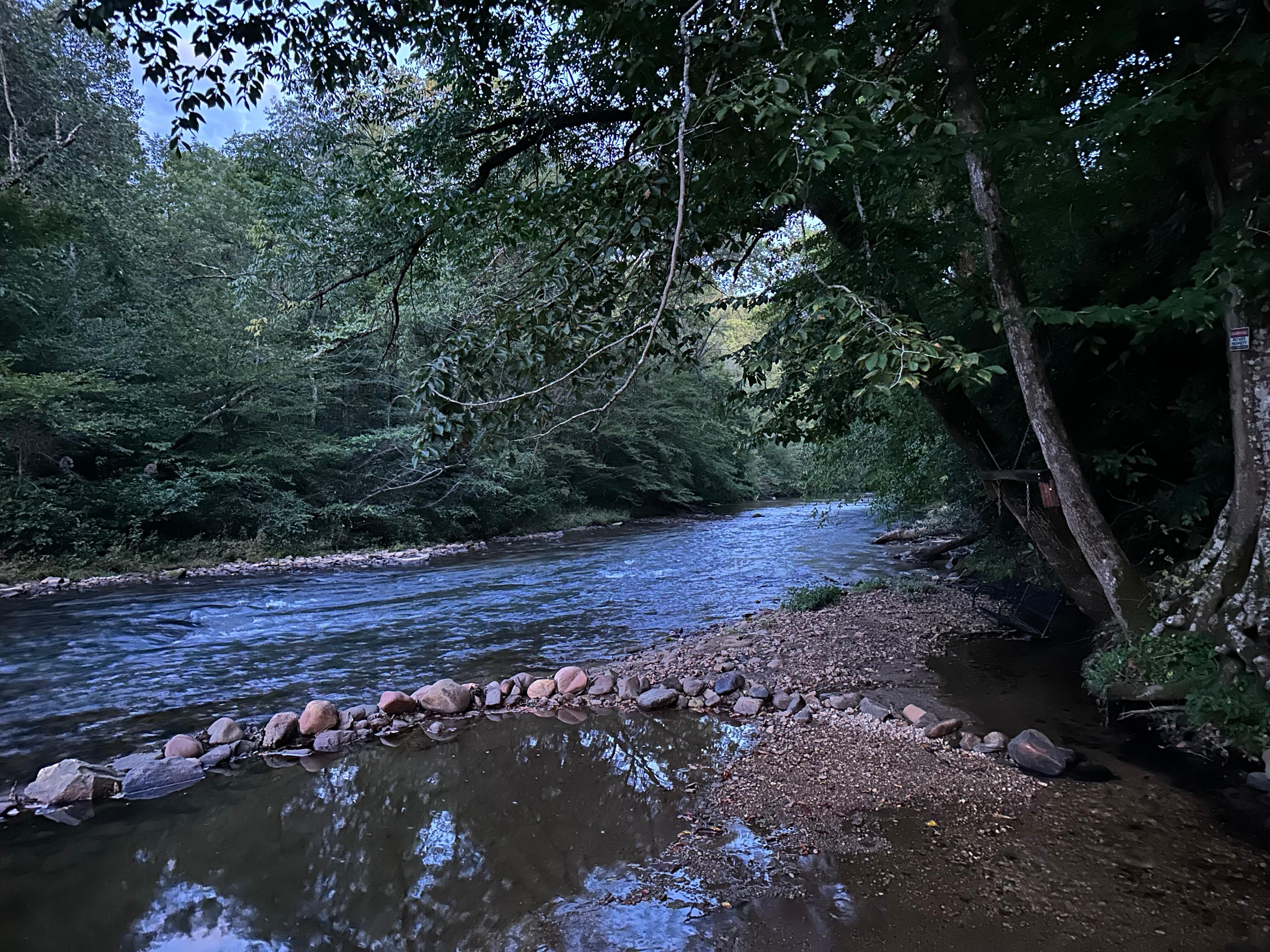 Looking down the river from the property.