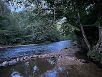 Looking down the river from the property.