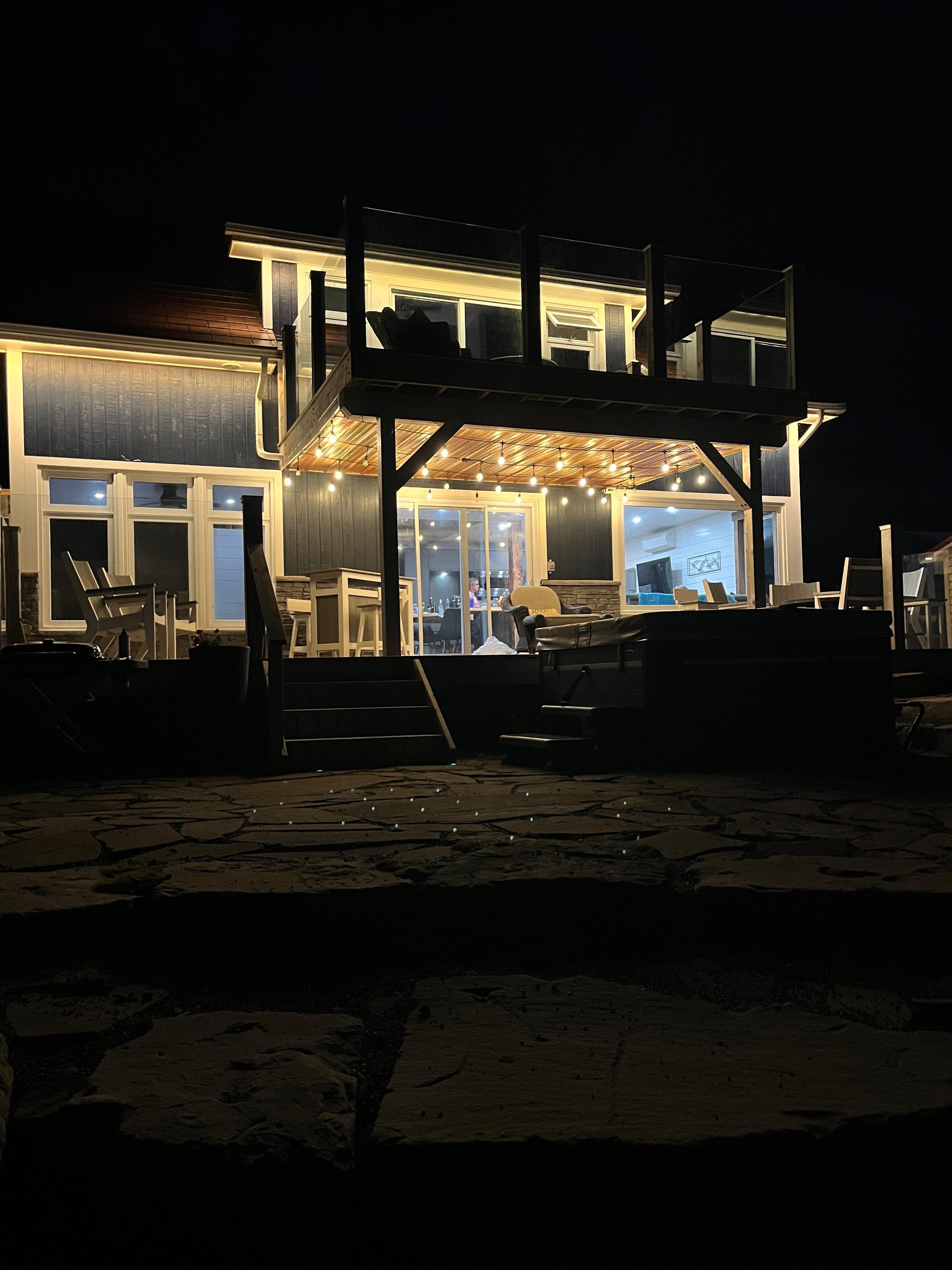 Night view from the  stone patio