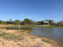 The pond in front of the house.