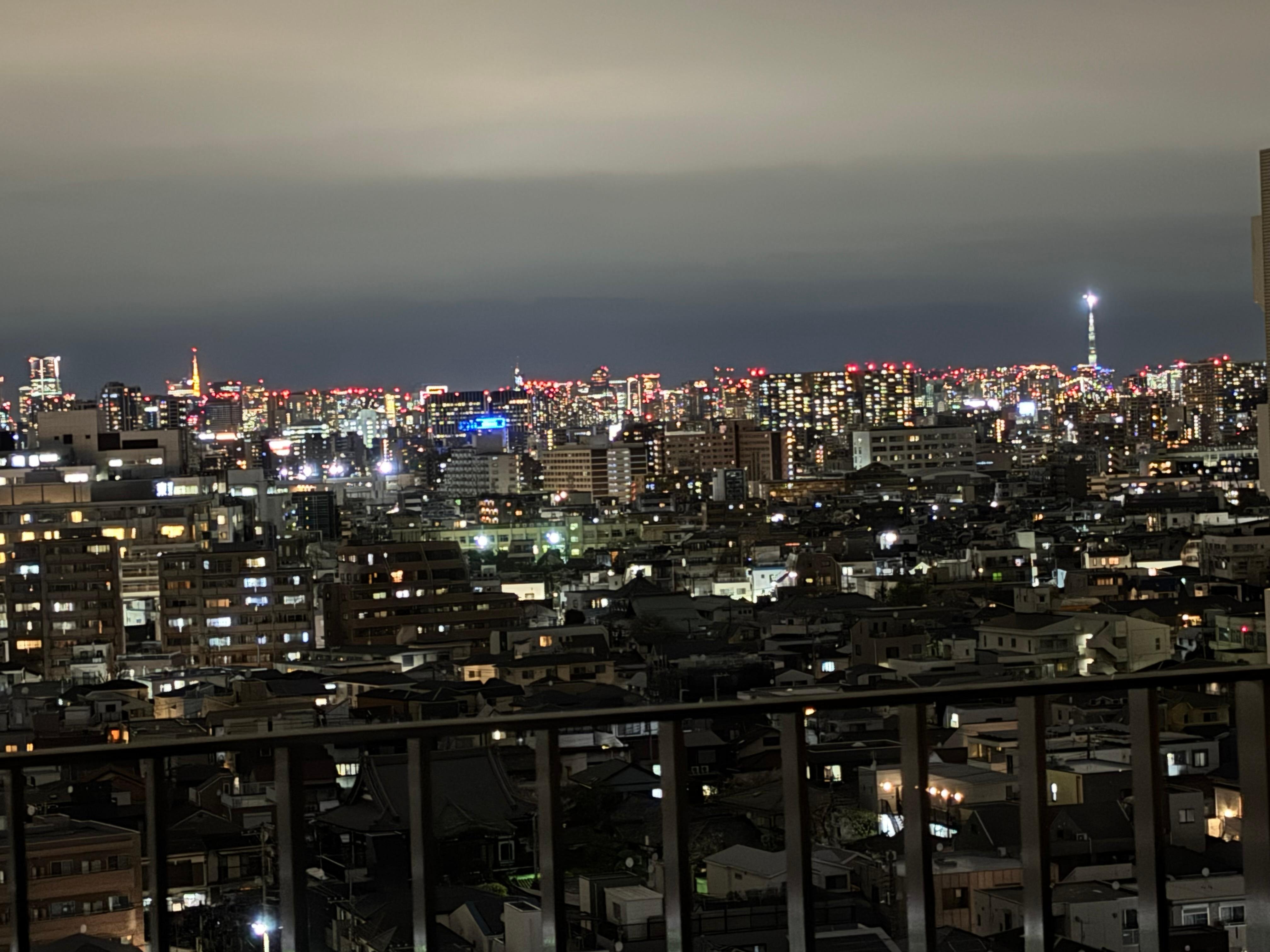Tokyo Tower and Skytree views from our 12th floor room.