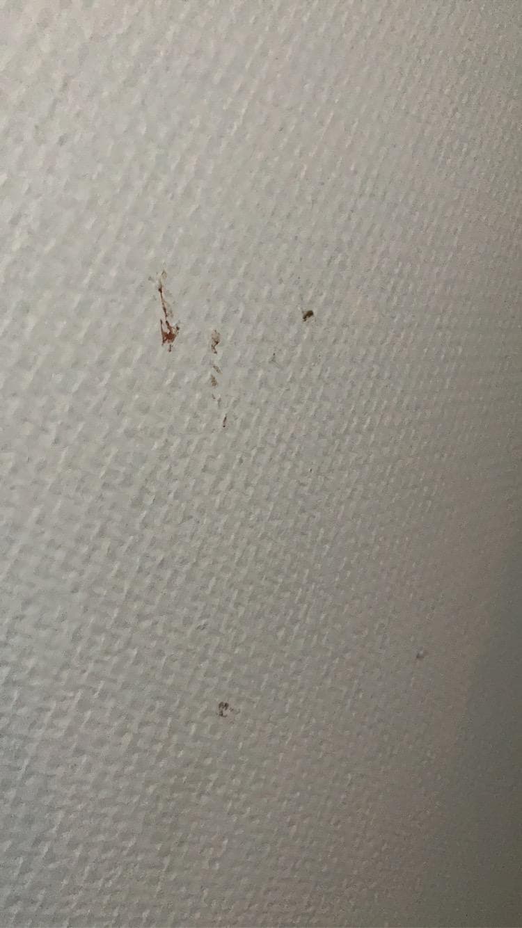 En av mange flekker på soverommet.