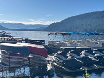 Donner Lake Village has a small sandy beach and marina with everything from kayaks to motor boats available fir rent.