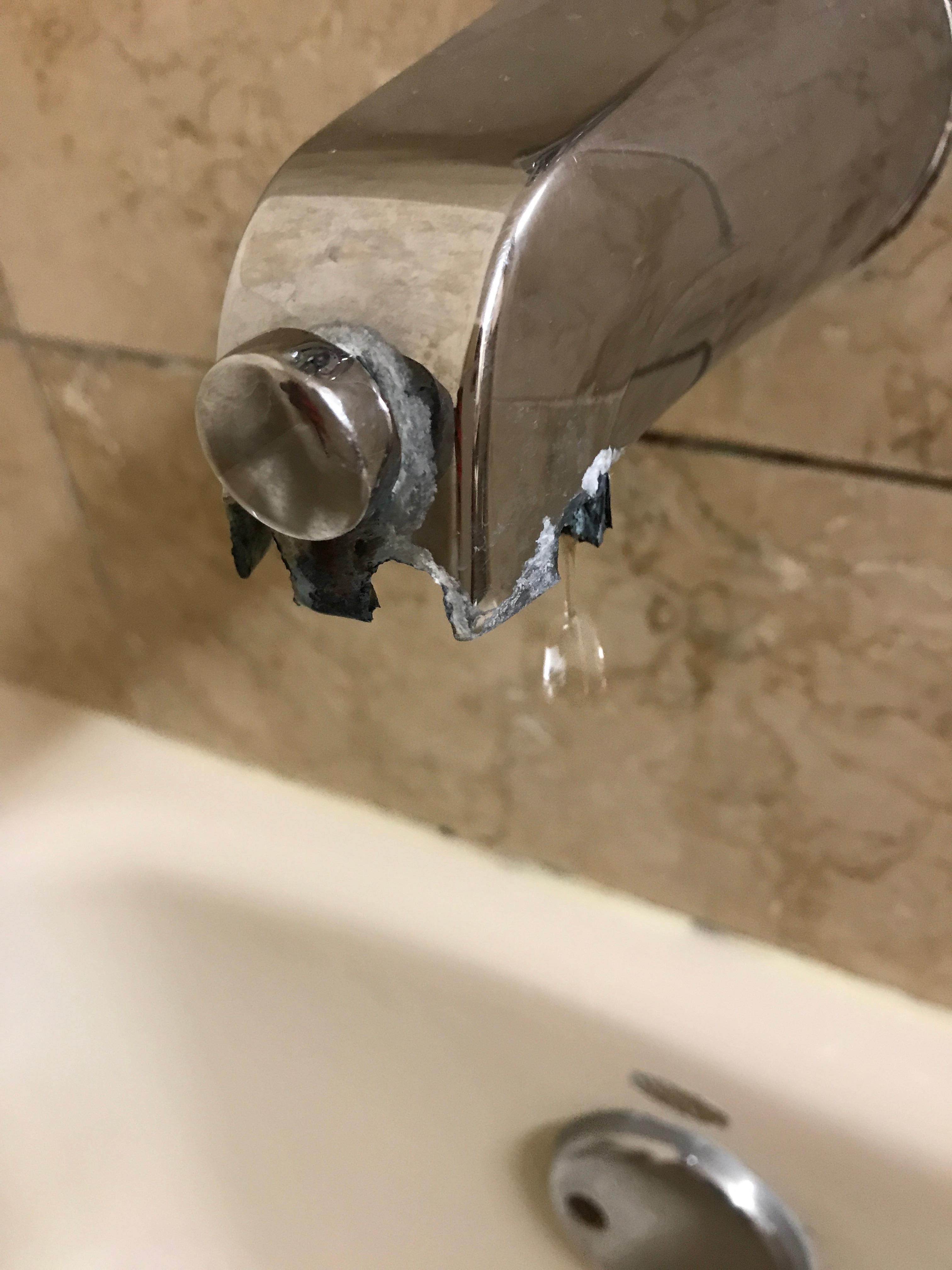 Bath faucet corroded