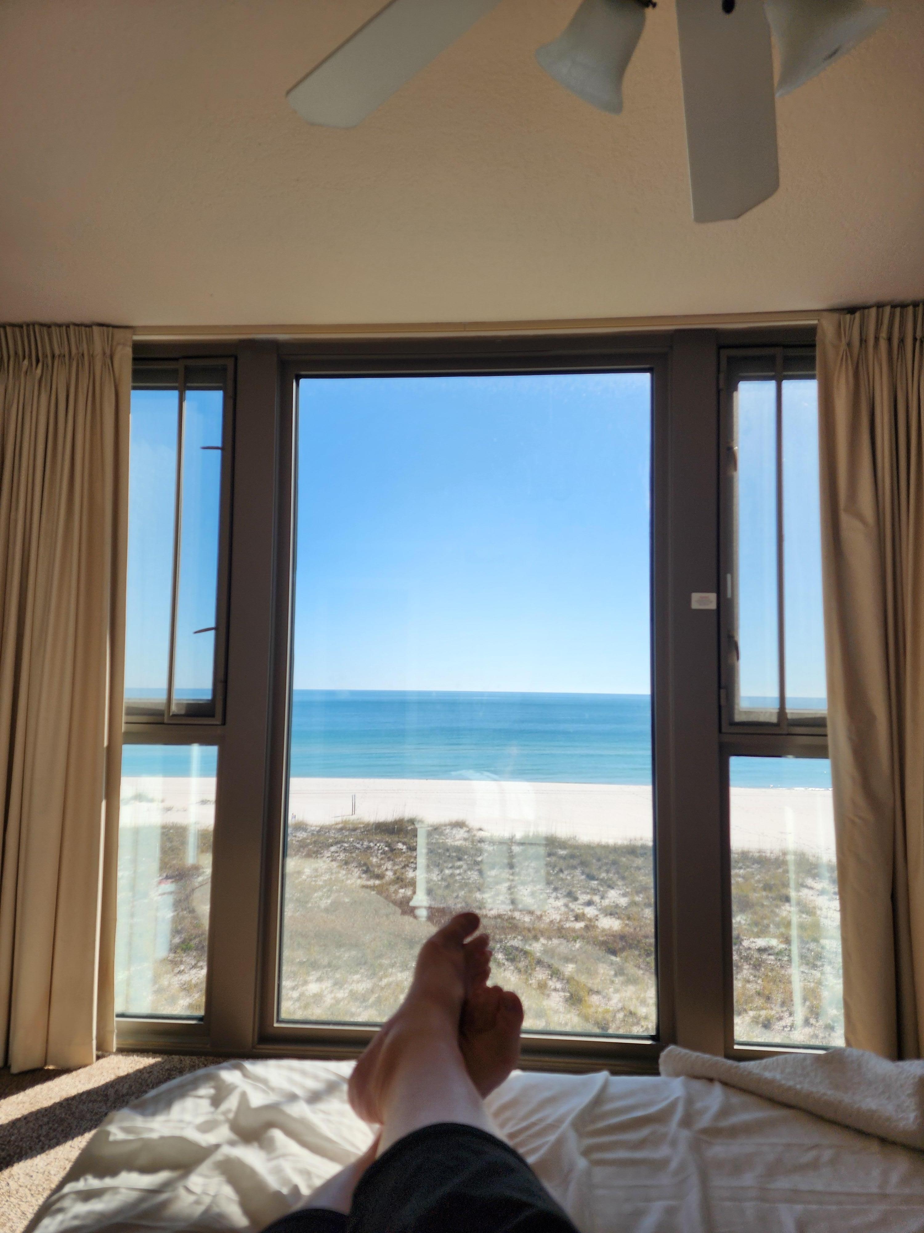 Laying in the master bed! Makes nap time even better! 