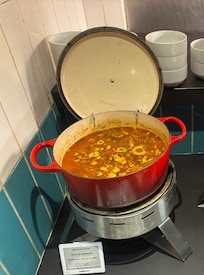 This soup was oily and looked like it was out all day , taste was worse than what it looked like.