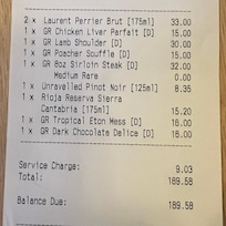 Bill for dinner