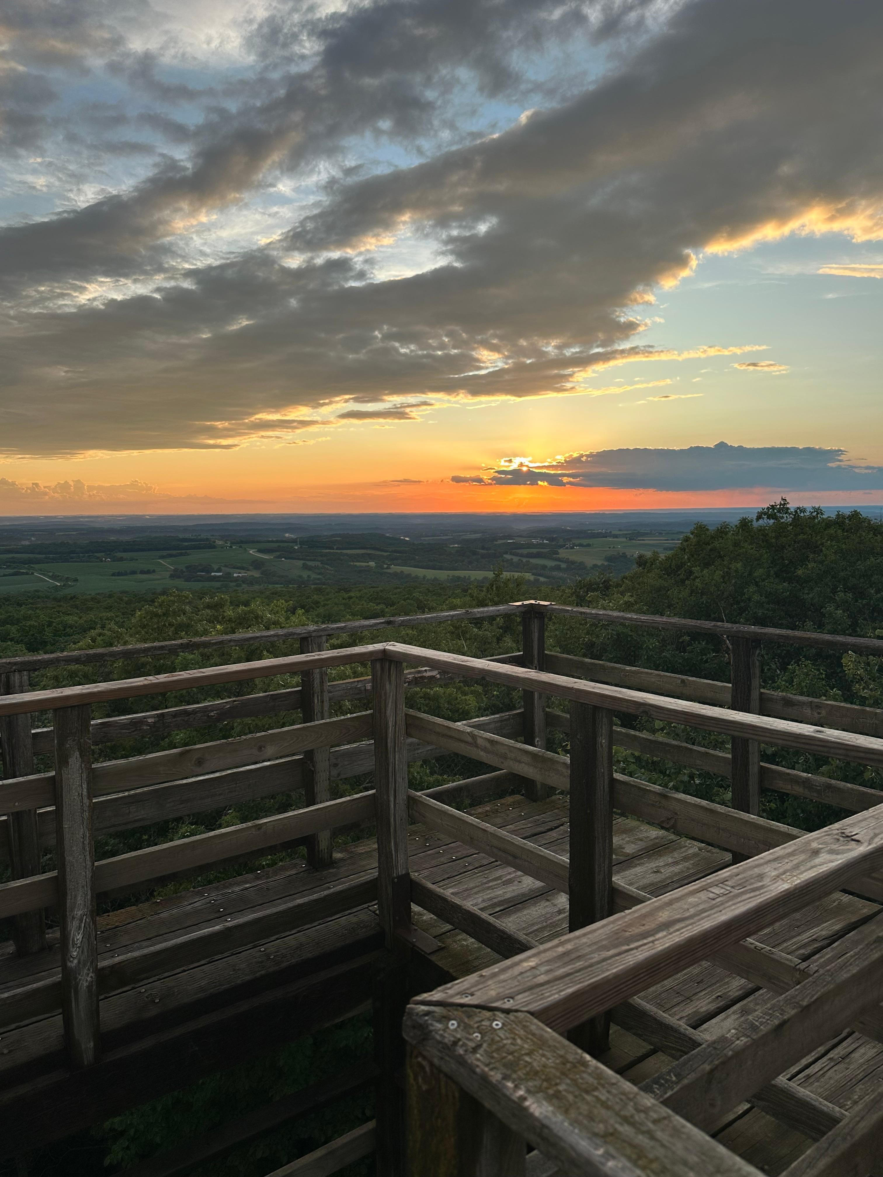 Sunset at Blue Mounds west tower