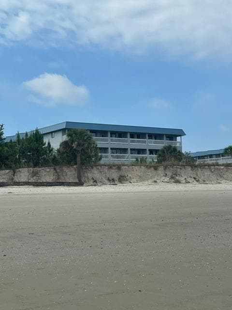 View of condos from private beach